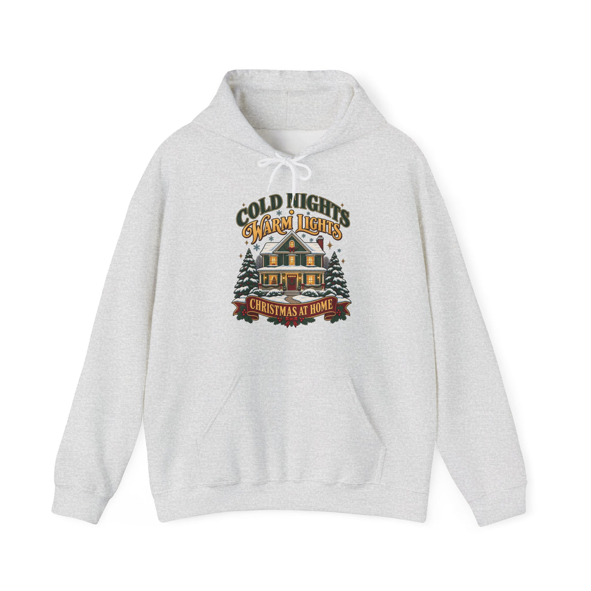 Cold Nights Warm Lights Christmas at Home Hoodie | Nostalgic Holiday Sweatshirt