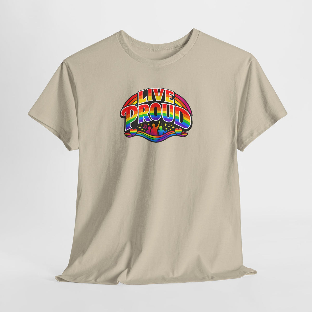 Live Proud Rainbow Graphic T-Shirt | Black Pride Parade Tee