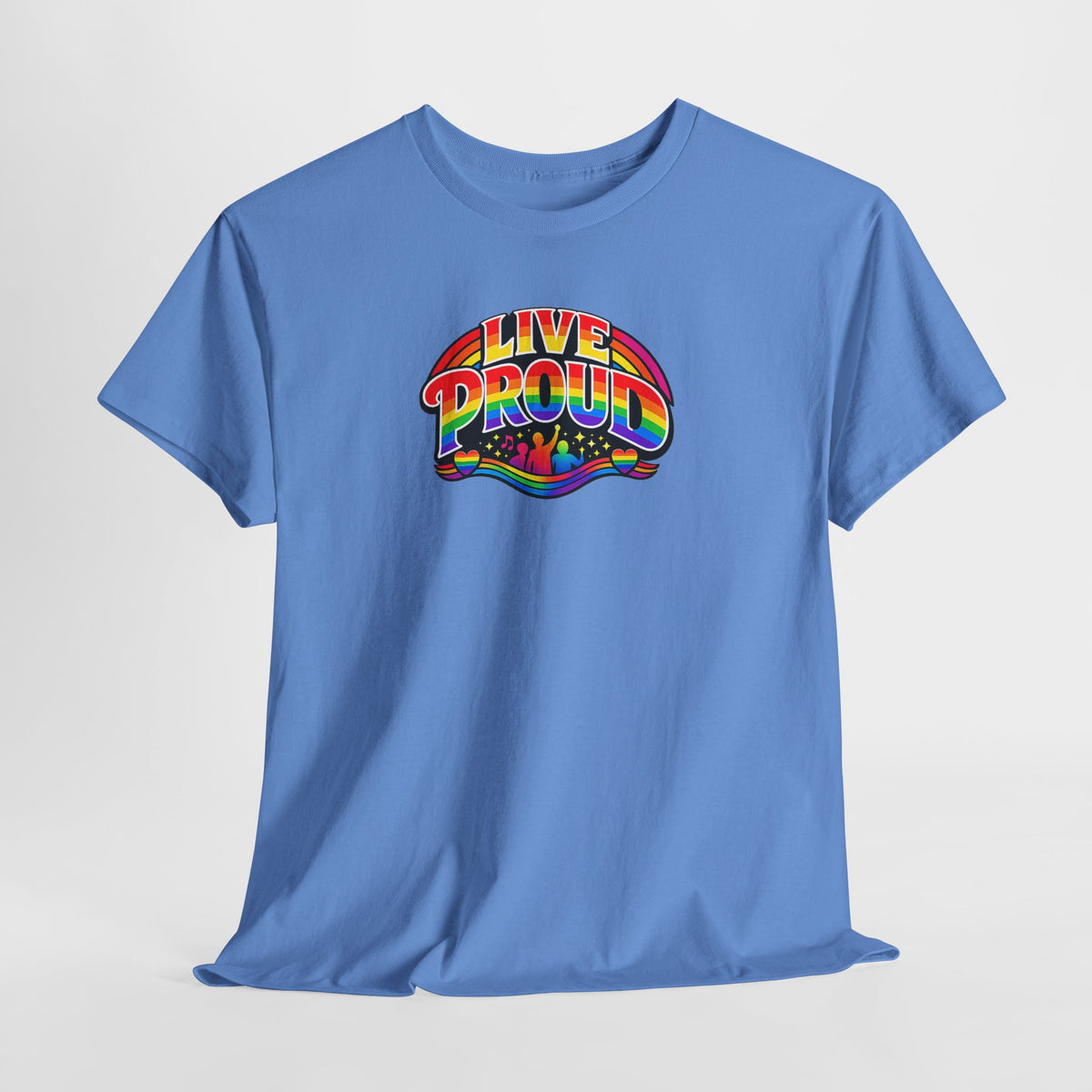 Live Proud Rainbow Graphic T-Shirt | Black Pride Parade Tee