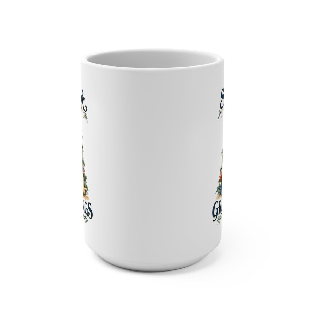 Seas & Greetings Seashell Christmas Tree Coffee Mug | Coastal Holiday Cup