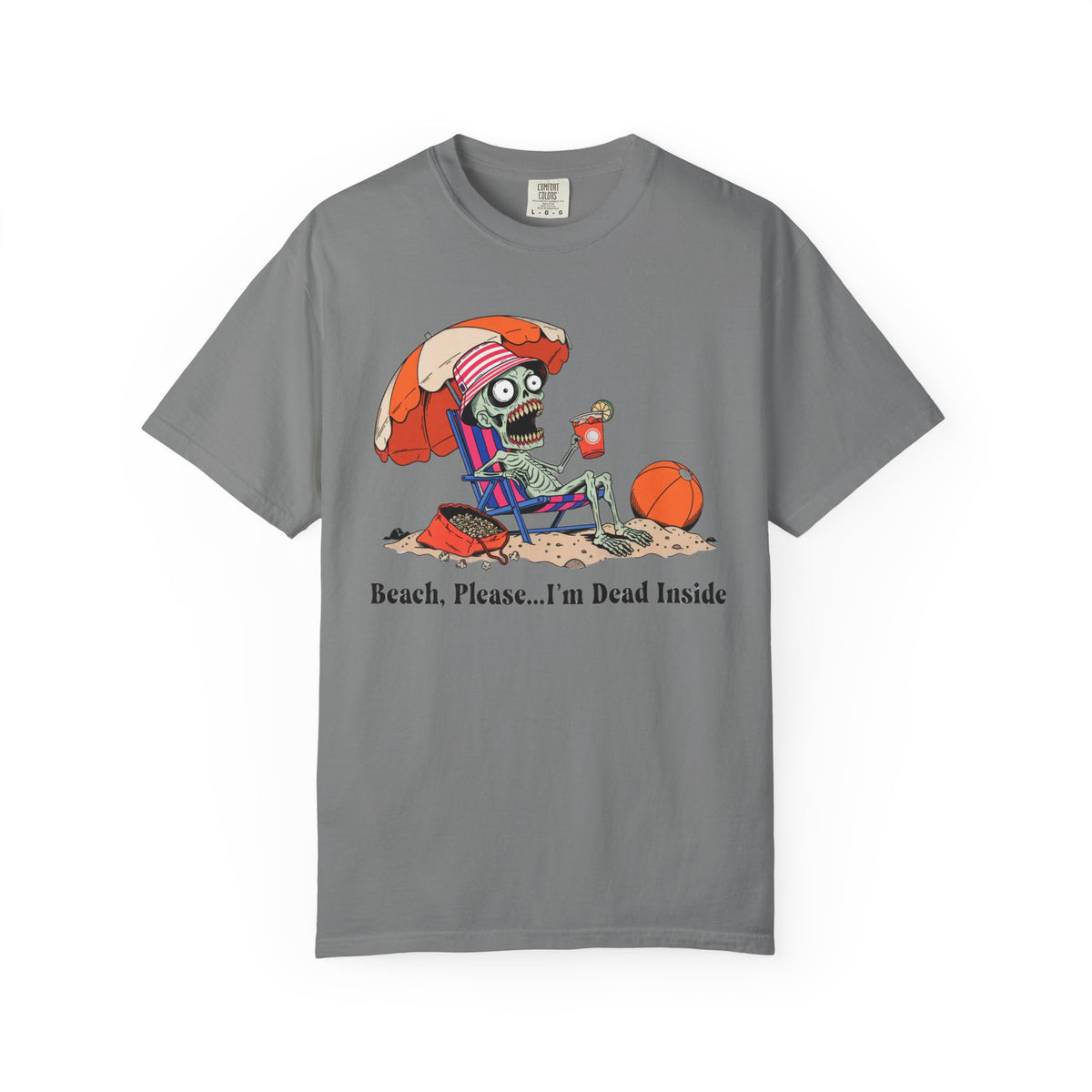 Beach Please I'm Dead Inside Shirt | Zombie Skeleton Beach Halloween T-Shirt