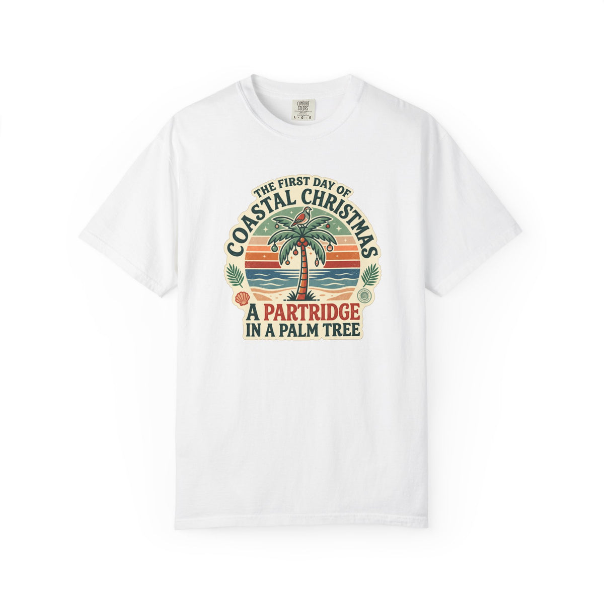 Partridge in a Palm Tree Coastal Christmas T-Shirt | Tropical Holiday Graphic Tee