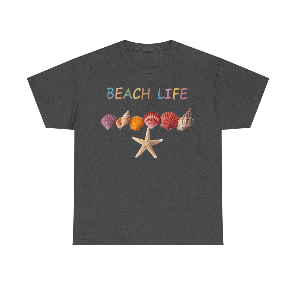 Beach Life Colorful Seashell Graphic T-Shirt | Tropical Ocean Vacation Tee
