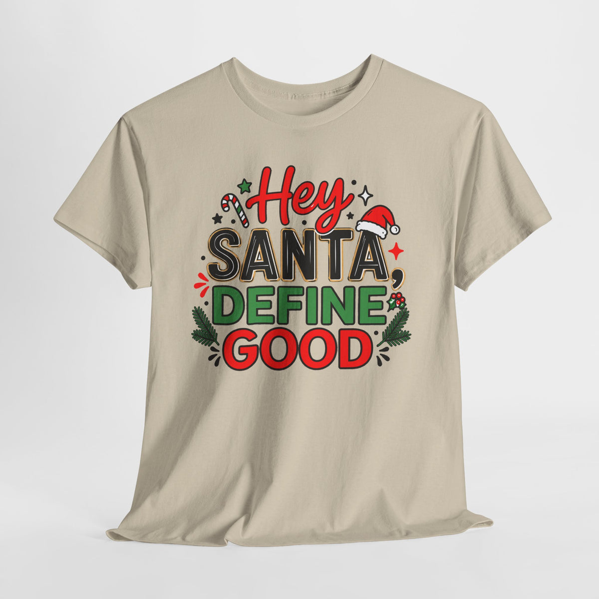 Hey Santa Define Good Funny Christmas T-Shirt | Holiday Party Humor Tee