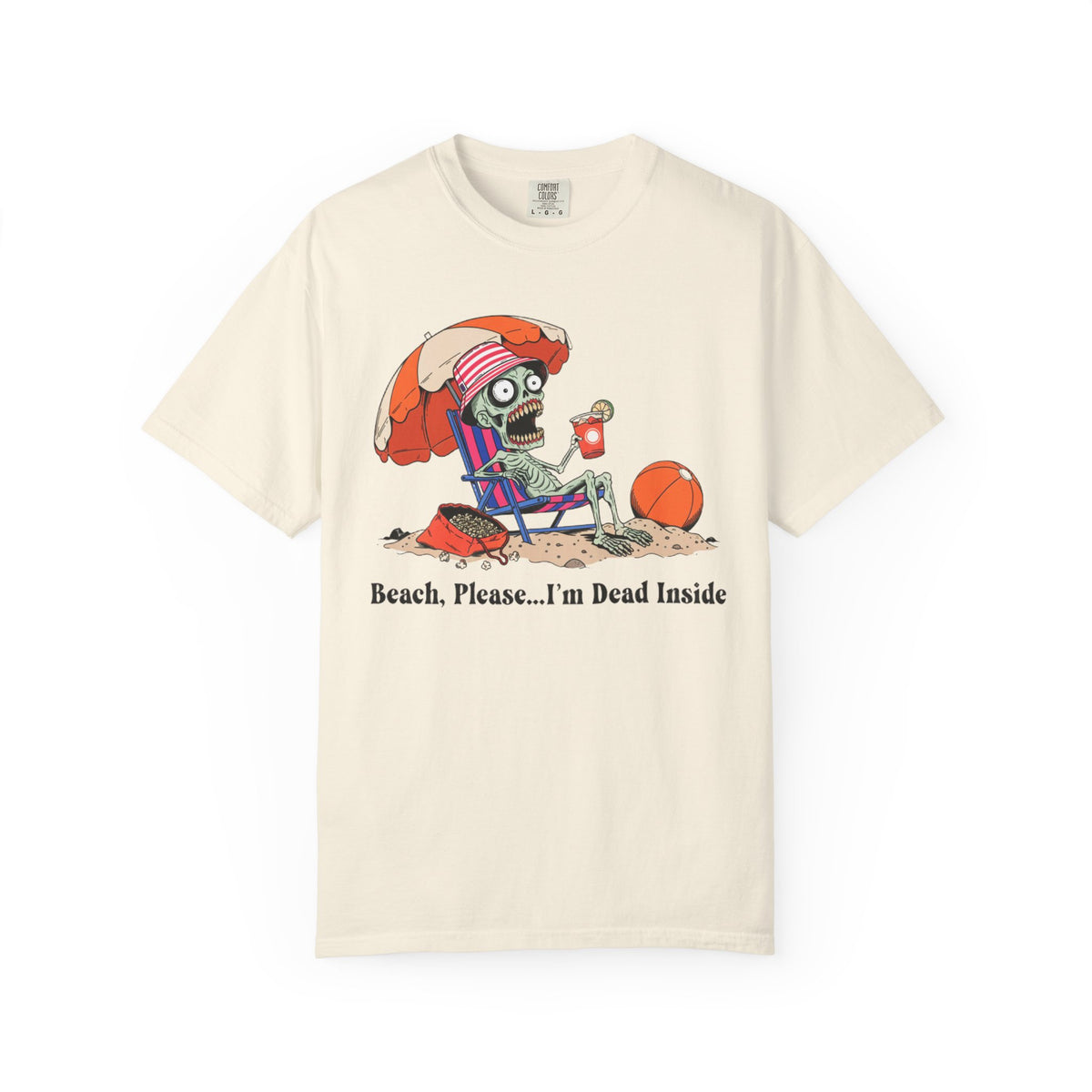 Beach Please I'm Dead Inside Shirt | Zombie Skeleton Beach Halloween T-Shirt