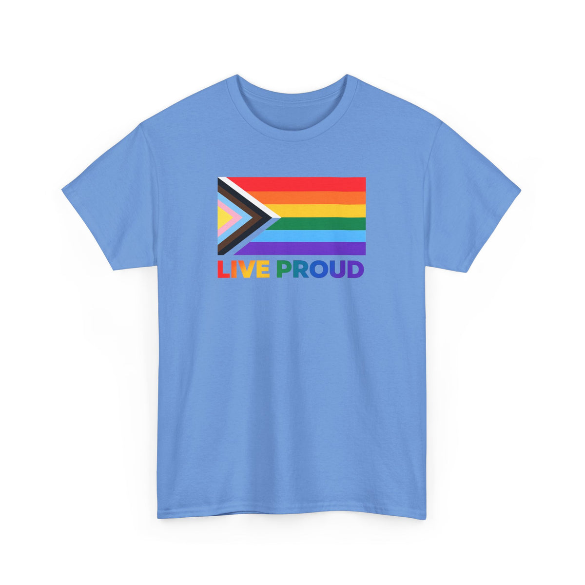 Live Proud Progress Pride Flag T-Shirt | LGBTQ+ Equality Graphic Tee