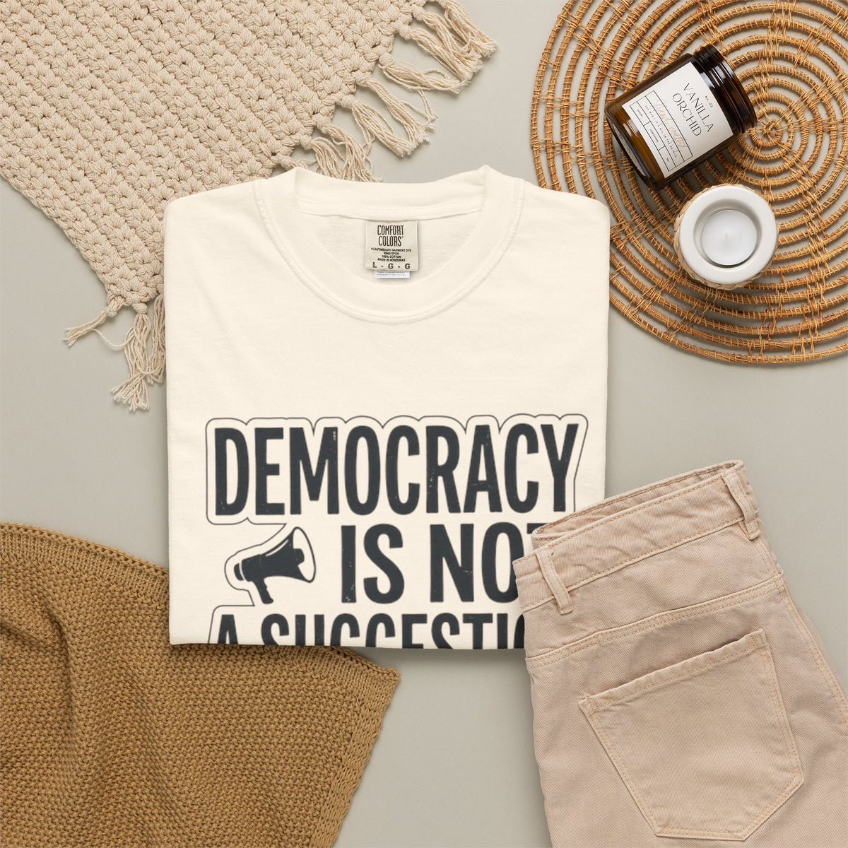Democracy Is Not A Suggestion T-Shirt | Activist Megaphone Statement Tee