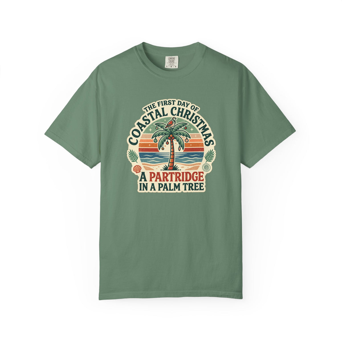 Partridge in a Palm Tree Coastal Christmas T-Shirt | Tropical Holiday Graphic Tee